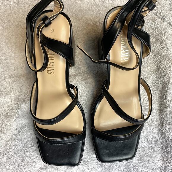 Dream Pairs Strappy Sandals Womens 6 Black Platform Block Heel Partycore - Picture 2 of 9